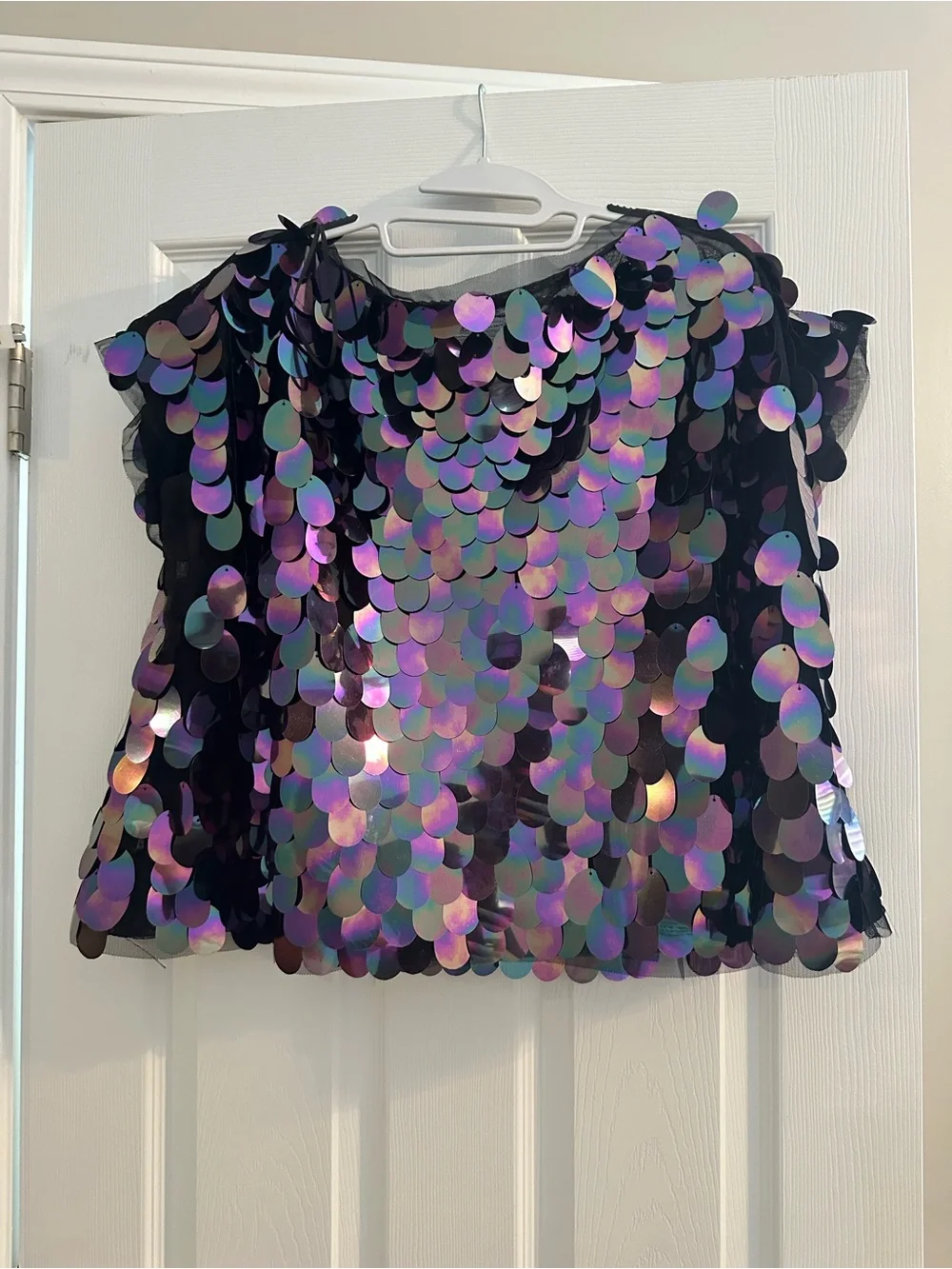 Iridescent Sequin Black Party Top for Kids